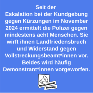 Versammlungsfreiheit und zivilen Ungehorsam verteidigen! Einstellung aller Verfahren vom 21. November 2024