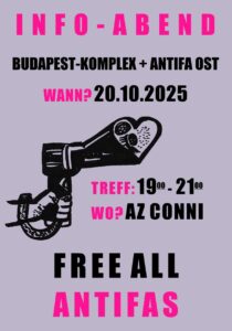 Offene Versammlung gegen Repression am 20. Oktober. 19 bis 21 Uhr im Alternativen Zentrum Conni.