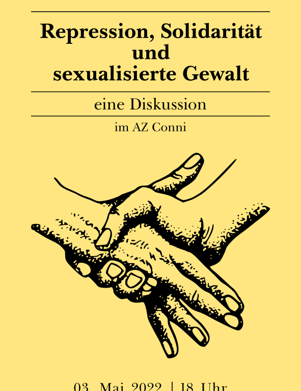 Flyer zur Veranstaltung "Repression, Solidarität und sexualisierte Gewalt"